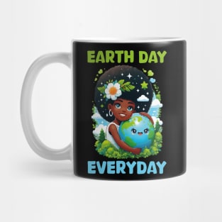 Earth Day Everyday Cute Afro Hair Girl Earth Day 2024 Funny Mug